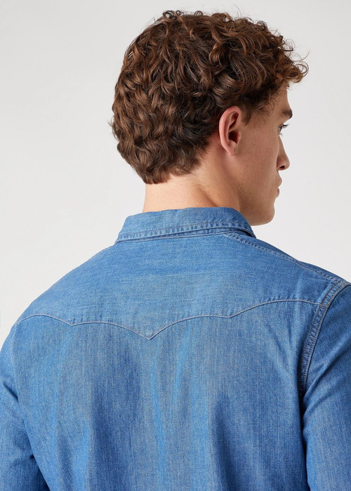 Meska Koszula Dzinsowe Wrangler Western Shirt Mid Stone - 112130117