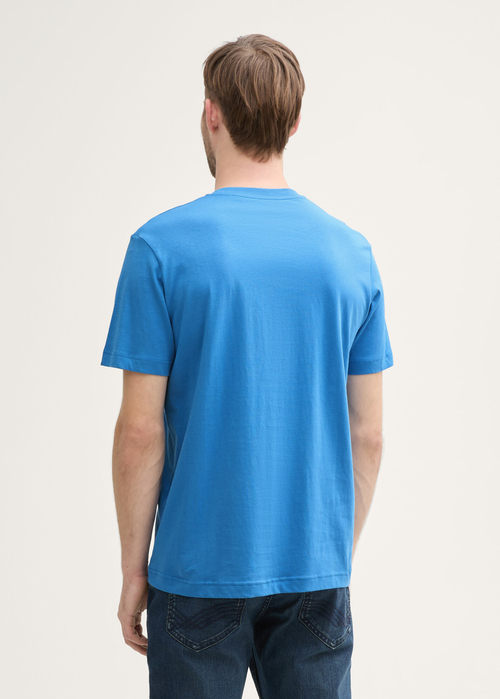 Meski T Shirt Tom Tailor T Shirt With Logo Print Sapphire Blue - 1037735-11356