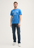Meski T Shirt Tom Tailor T Shirt With Logo Print Sapphire Blue - 1037735-11356