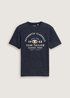 Meski T Shirt Tom Tailor T Shirt With Logo Print Sky Captain Blue Stripy Inject - 1045625-32450