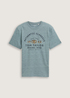 Meski T Shirt Tom Tailor T Shirt With Logo Print Grey Mint Navy Injected - 1045625-37578