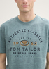 Meski T Shirt Tom Tailor T Shirt With Logo Print Grey Mint Navy Injected - 1045625-37578