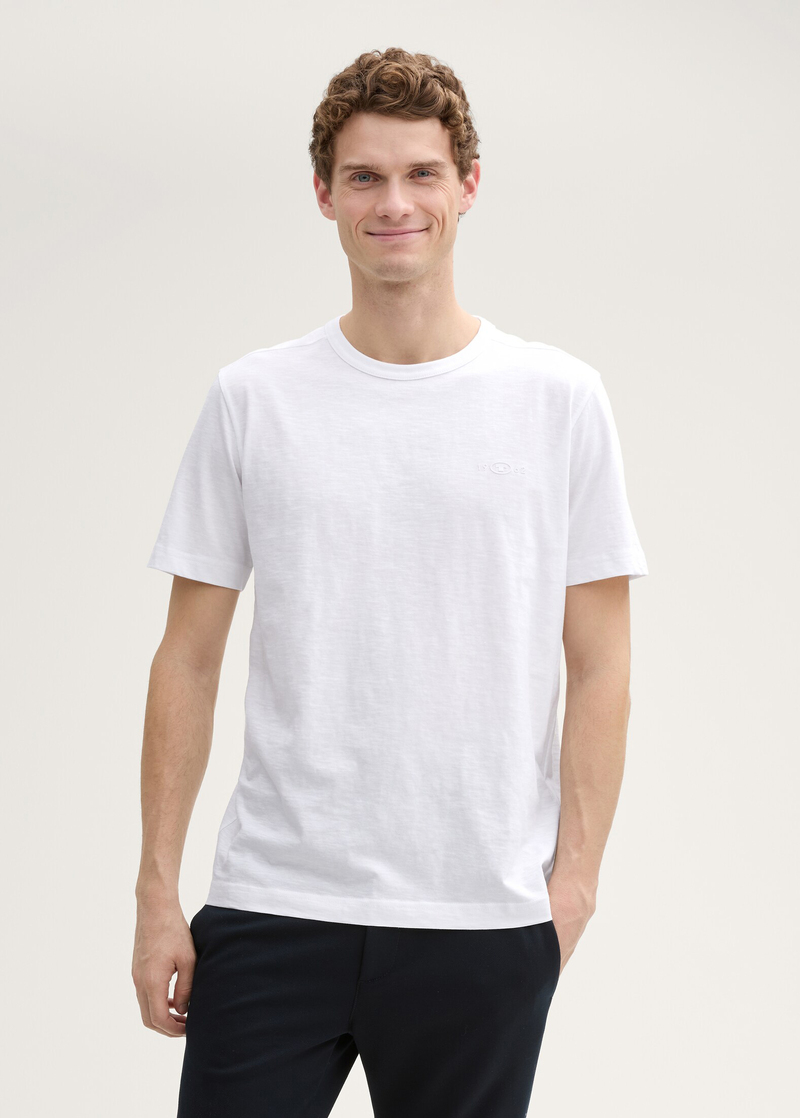 Meski T Shirt Tom Tailor Basic Cotton T Shirt White - 1045627-20000