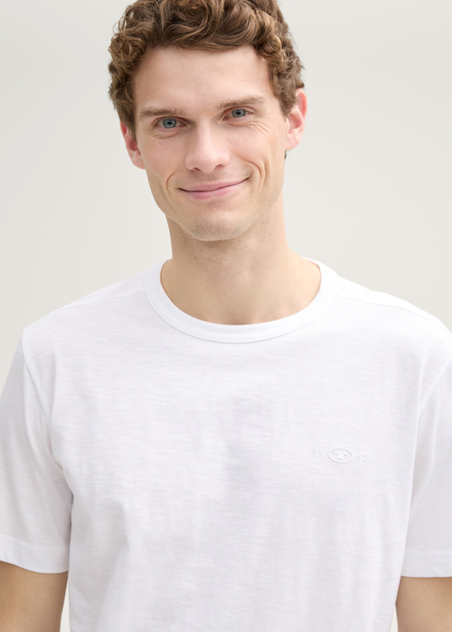 Meski T Shirt Tom Tailor Basic Cotton T Shirt White - 1045627-20000