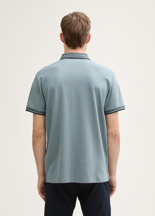 Meska Koszulka Polo Tom Tailor Piqu Polo Shirt With Stretch Grey Mint - 1045629-27475