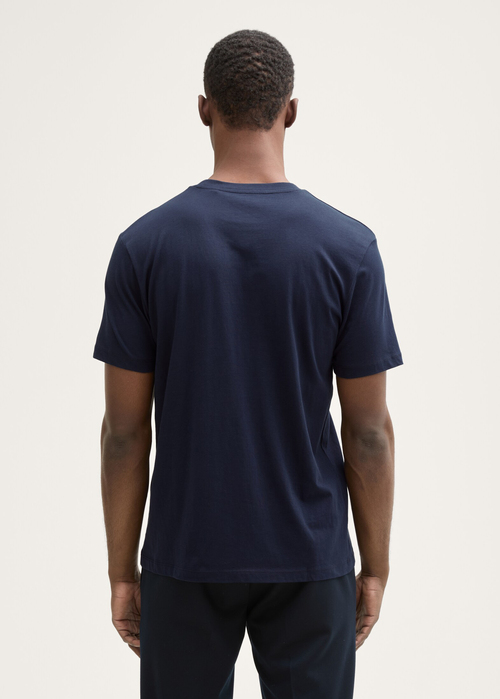 Mski T Shirt Tom Tailor Basic T Shirt With Logo Print Dark Navy - 1043491-22813