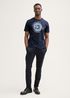 Meski T Shirt Tom Tailor Basic T Shirt With Logo Print Dark Navy - 1043491-22813