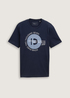 Mski T Shirt Tom Tailor Basic T Shirt With Logo Print Dark Navy - 1043491-22813
