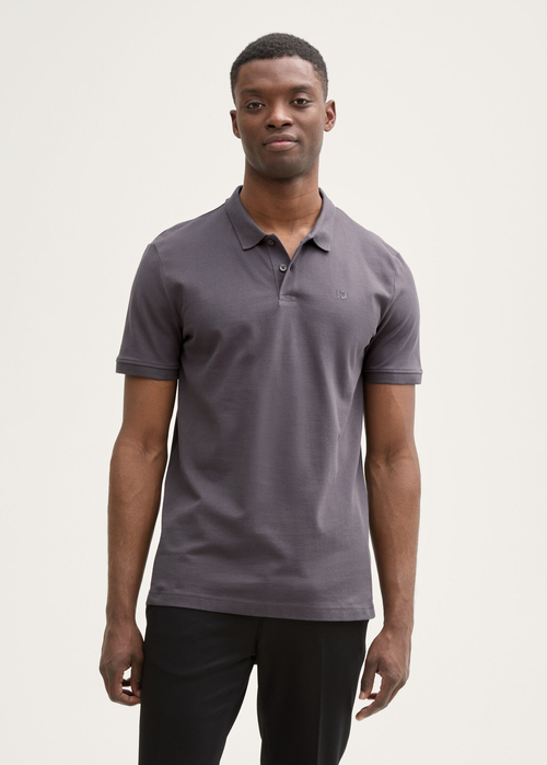 Tom Tailor Cotton Piqu Polo Shirt - Pavement Grey 1045587-11587