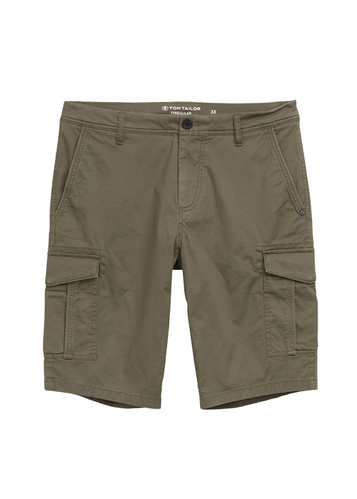 Tom Tailor Cargo Shorts With Pockets Olive Triangle Print - 1044709-37215