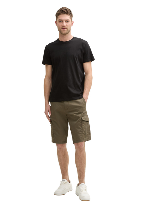 Tom Tailor Cargo Shorts With Pockets Olive Triangle Print - 1044709-37215