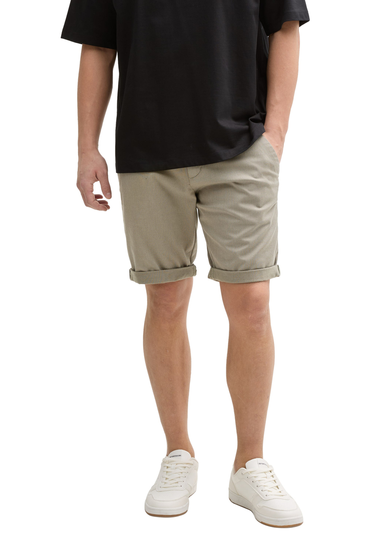 Mskie Szorty Materiaowe Tom Tailor Regular Fit Chino Shorts With Belt Olive Mini Houndstooth - 1044830-37470