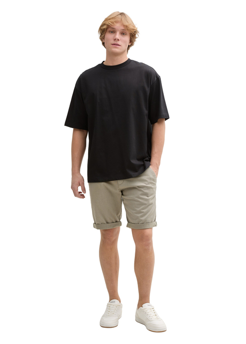 Tom Tailor Regular Fit Chino Shorts With Belt Olive Mini Houndstooth - 1044830-37470