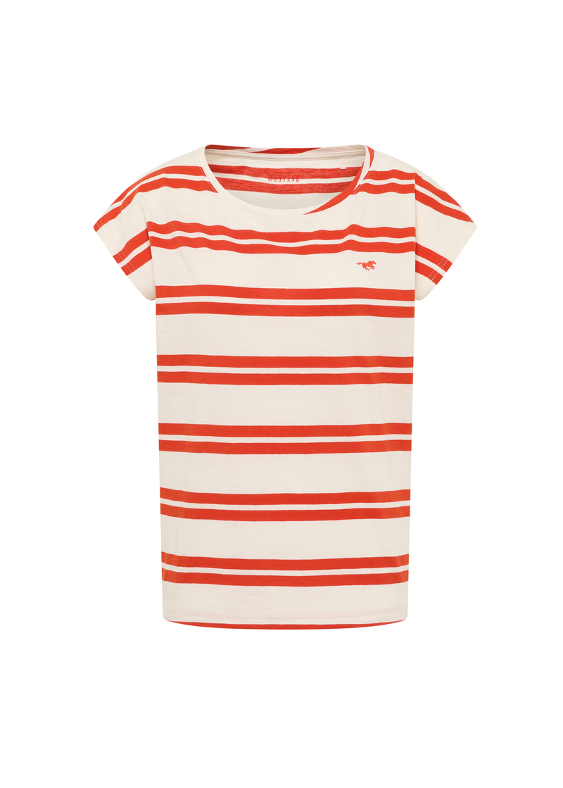 Damski T Shirt Mustang Lesley Summer Stripe Red - 1016514-12753