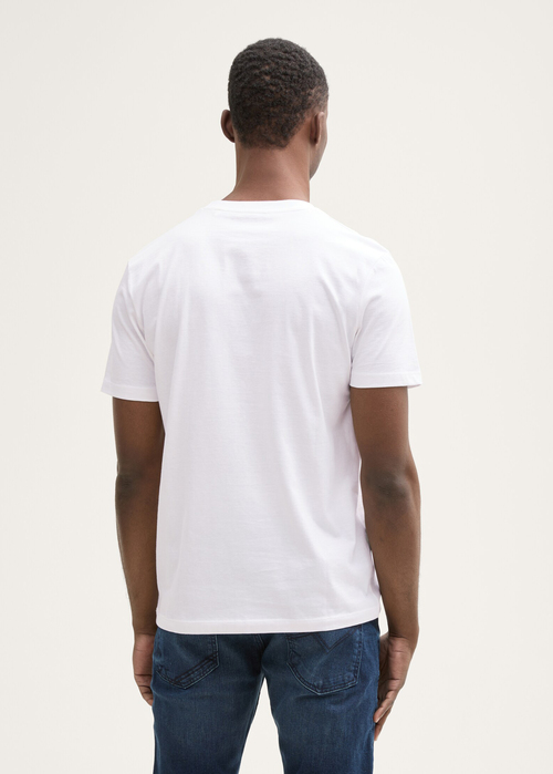 Meski T Shirt Tom Tailor Basic T Shirt With Logo Print Outdoor White - 1043491-16453