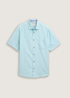 Meska Koszula Materialowe Tom Tailor Regular Fit Short Sleeve Shirt With Linen Content Pastel Turquoise Chambray - 1045098-37198