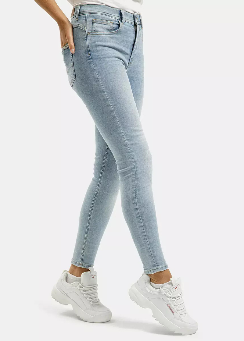 Damskie Spodnie Dzinsowe Cross Jeans Judy Super Skinny Light Blue 429 - P-429-173