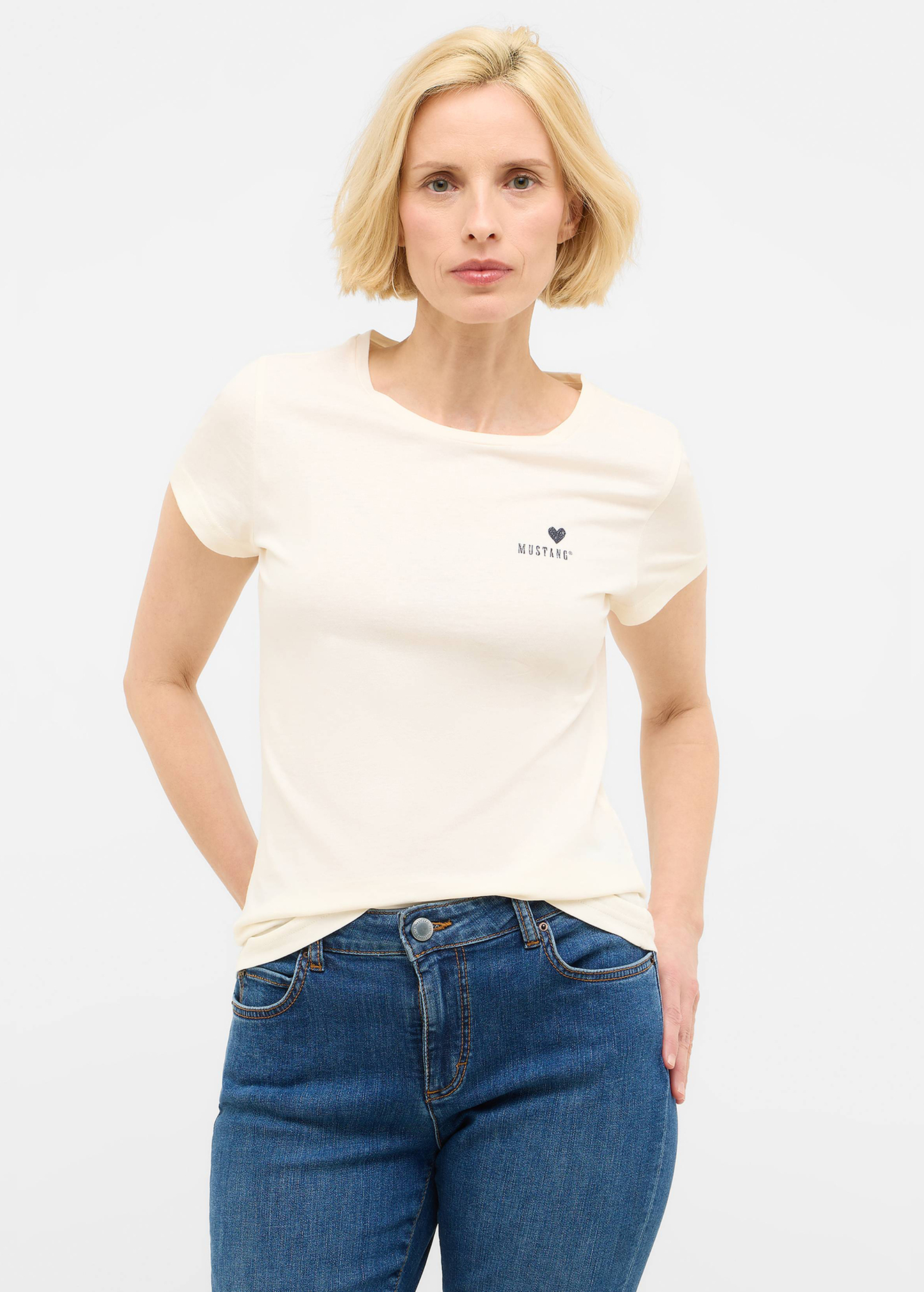 Damski T Shirt Mustang Loa Whisper White - 1016509-2013