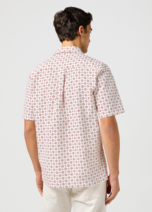 Meska Koszula Materialowe Wrangler Short Sleeve Resort Shirt White Geo - 112362762