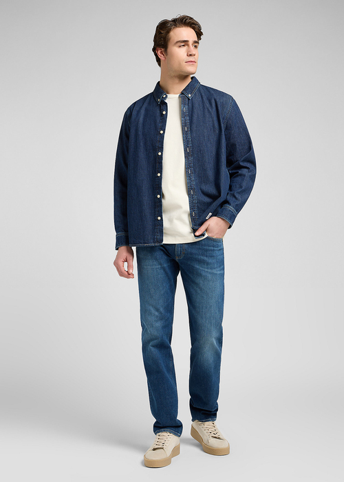 Meska Koszula Dzinsowe Lee Non Pocket Button Down Blue Ridge - 112370477
