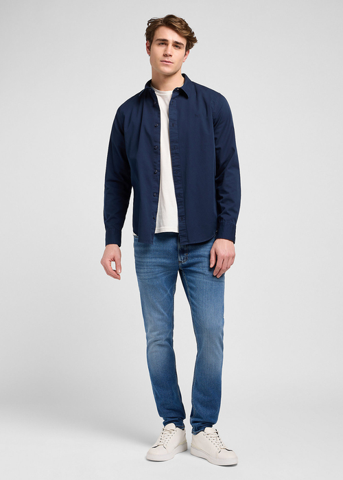 Meska Koszula Materialowe Lee Patch Shirt Navy - 112370547