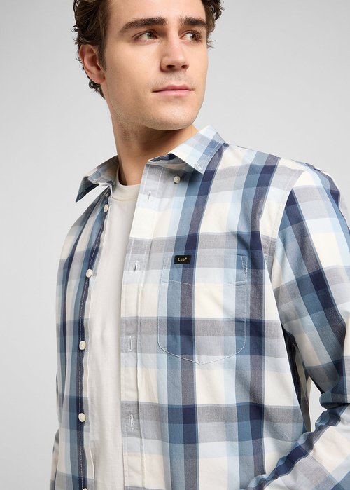 Meska Koszula Materialowe Lee Button Down Shirt Vintage Blue Ombre Check - 112370544