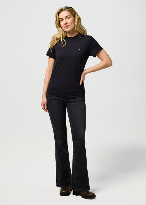 Damski T Shirt Wrangler Sign Off Tee Black - 112373023