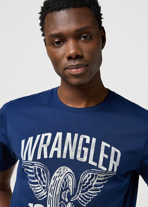 Meski T Shirt Wrangler Americana Tee Navy - 112371477