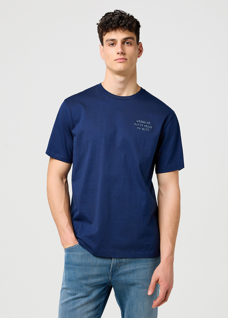 Meski T Shirt Wrangler Embroidery Tee Navy - 112371488