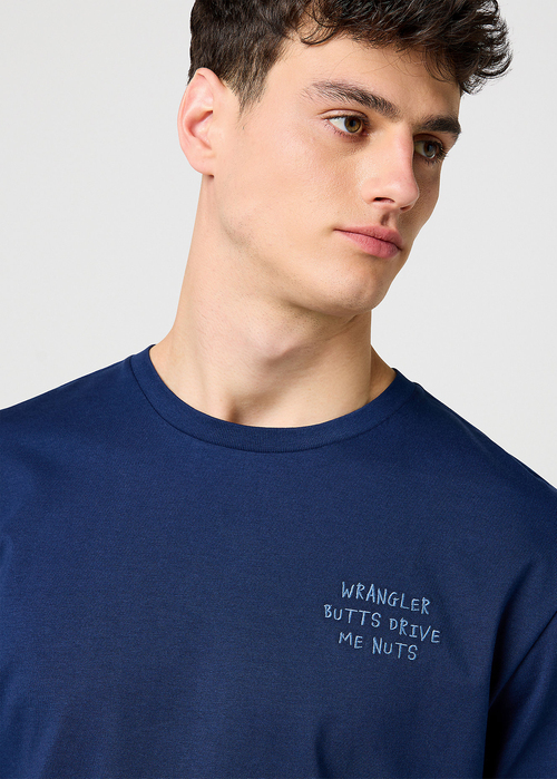 Mski T Shirt Wrangler Embroidery Tee Navy - 112371488