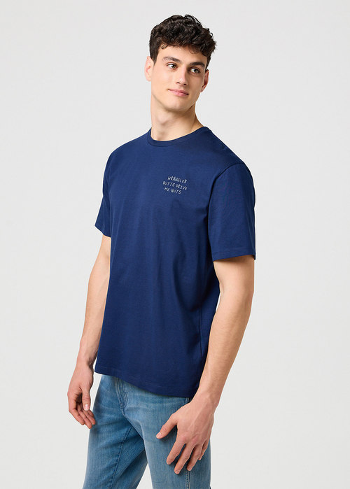 Meski T Shirt Wrangler Embroidery Tee Navy - 112371488
