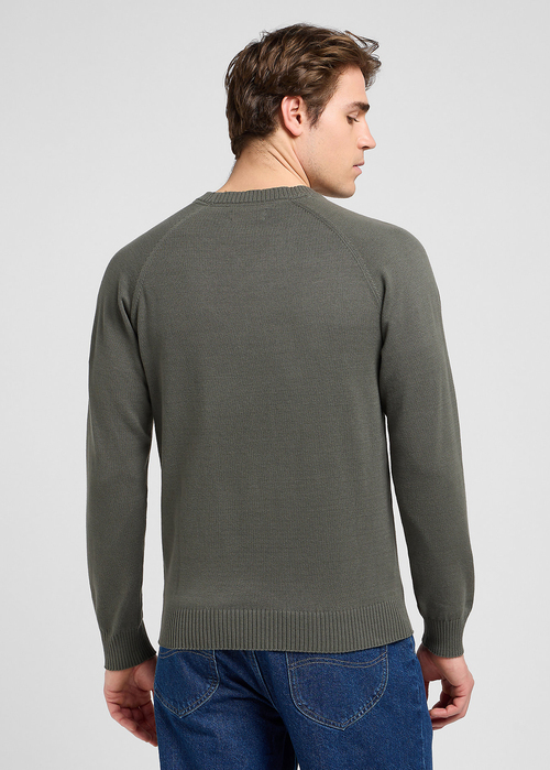 Meski Sweter Lee Clean Raglan Sweater Olive Gray - 112370537