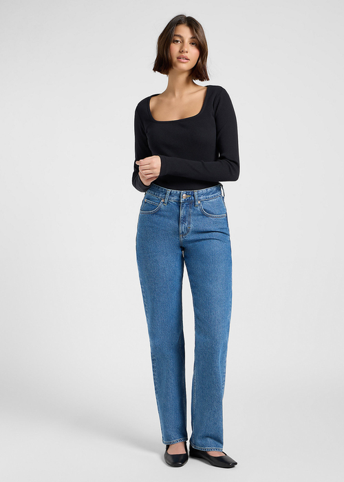 Damskie Spodnie Dzinsowe Lee Rider Classic Medium Blue - 112370910