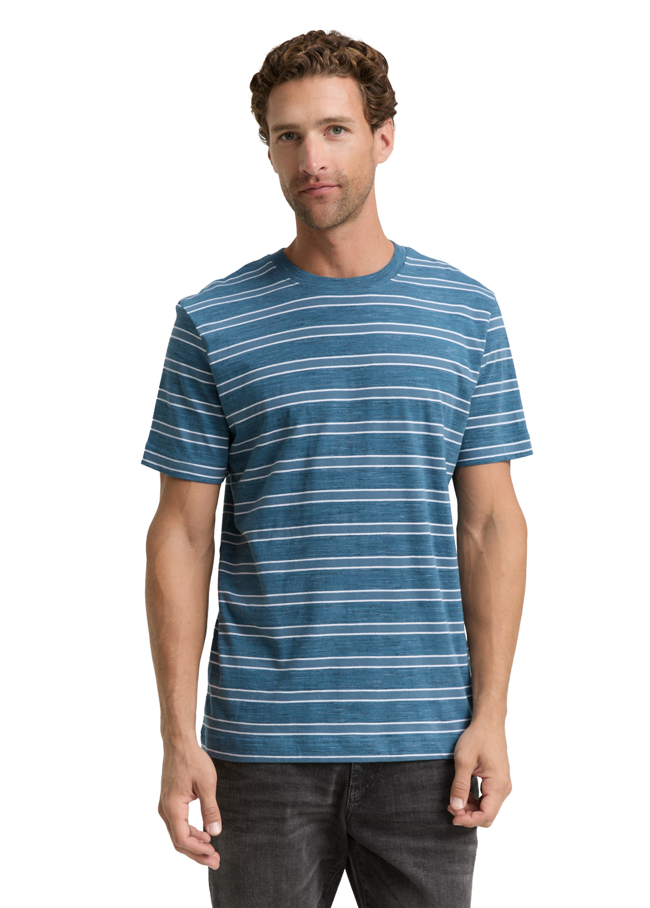 Meski T Shirt Mustang T Shirt Real Teal Yarn Dye Stripe - 1047810-38630