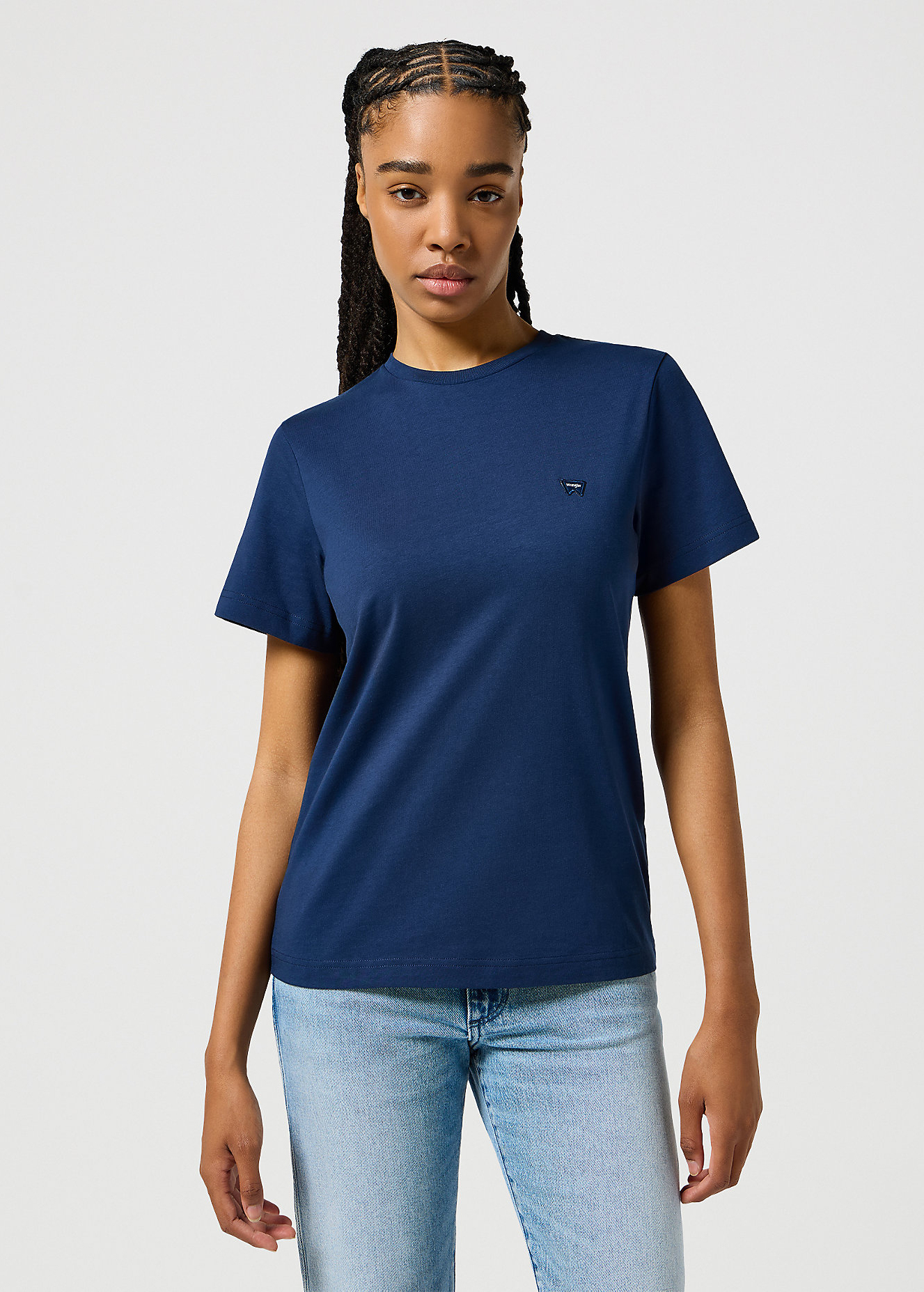 Damski T Shirt Wrangler Sign Off Tee Dark Navy - 112356454