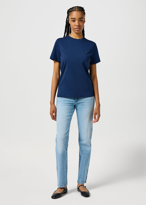 Damski T Shirt Wrangler Sign Off Tee Dark Navy - 112356454