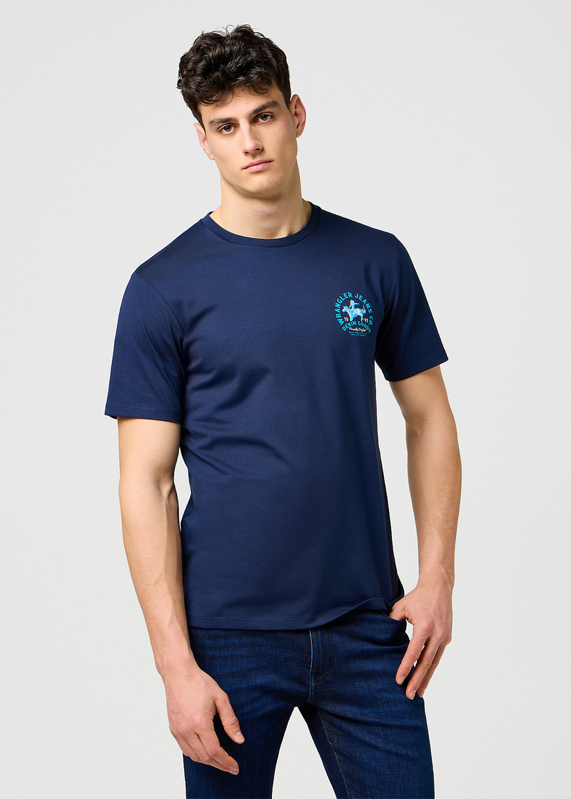 Meski T Shirt Wrangler Small Graphic Tee Navy - 112371471