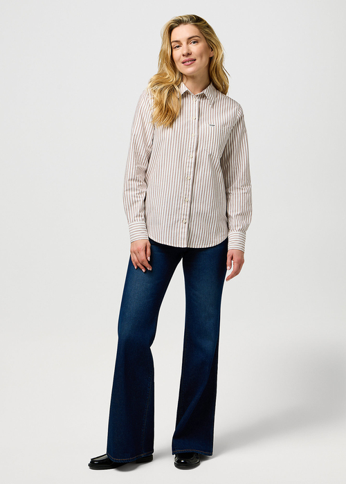Damska Koszula Materiaowa Wrangler One Pocket Shirt Cognac Stripe - 112370777