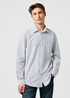 Meska Koszula Materialowe Wrangler One Pocket Shirt Blue Oxford Stripe - 112372981