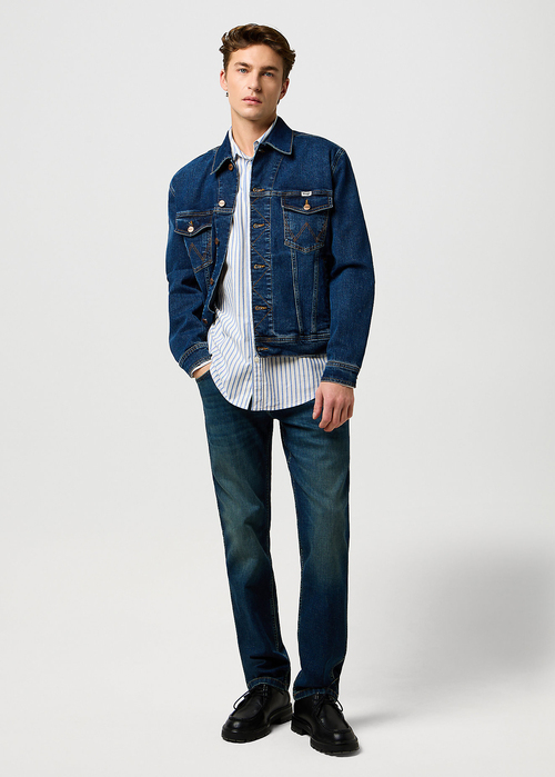 Meska Koszula Materialowe Wrangler One Pocket Shirt Blue Oxford Stripe - 112372981