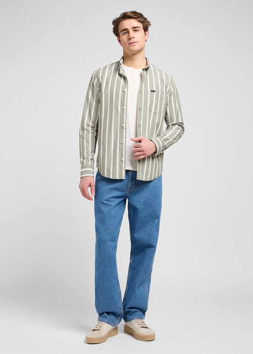 Meska Koszula Materialowe Lee Button Down Olive Stone Stripe - 112370546