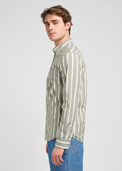 Meska Koszula Materialowe Lee Button Down Olive Stone Stripe - 112370546