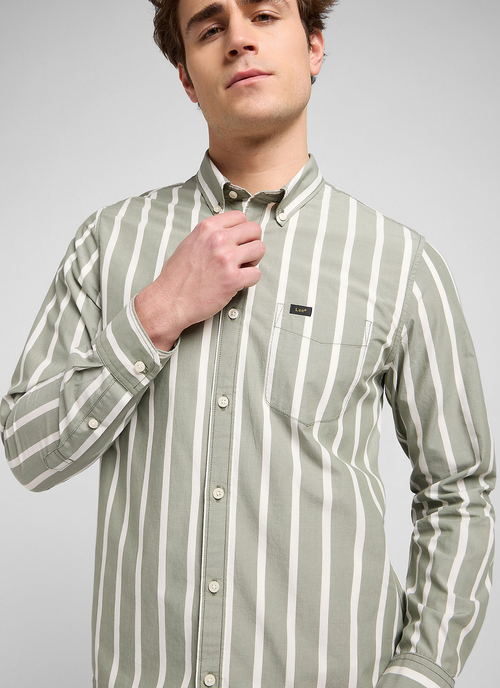 Meska Koszula Materialowe Lee Button Down Olive Stone Stripe - 112370546