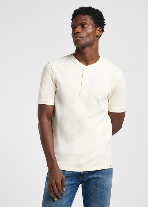 Lee Short Sleeve Henley Tee - Ecru 112363862