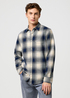 Meska Koszula Materialowe Wrangler One Pocket Shirt Dusty Blue Check - 112371651