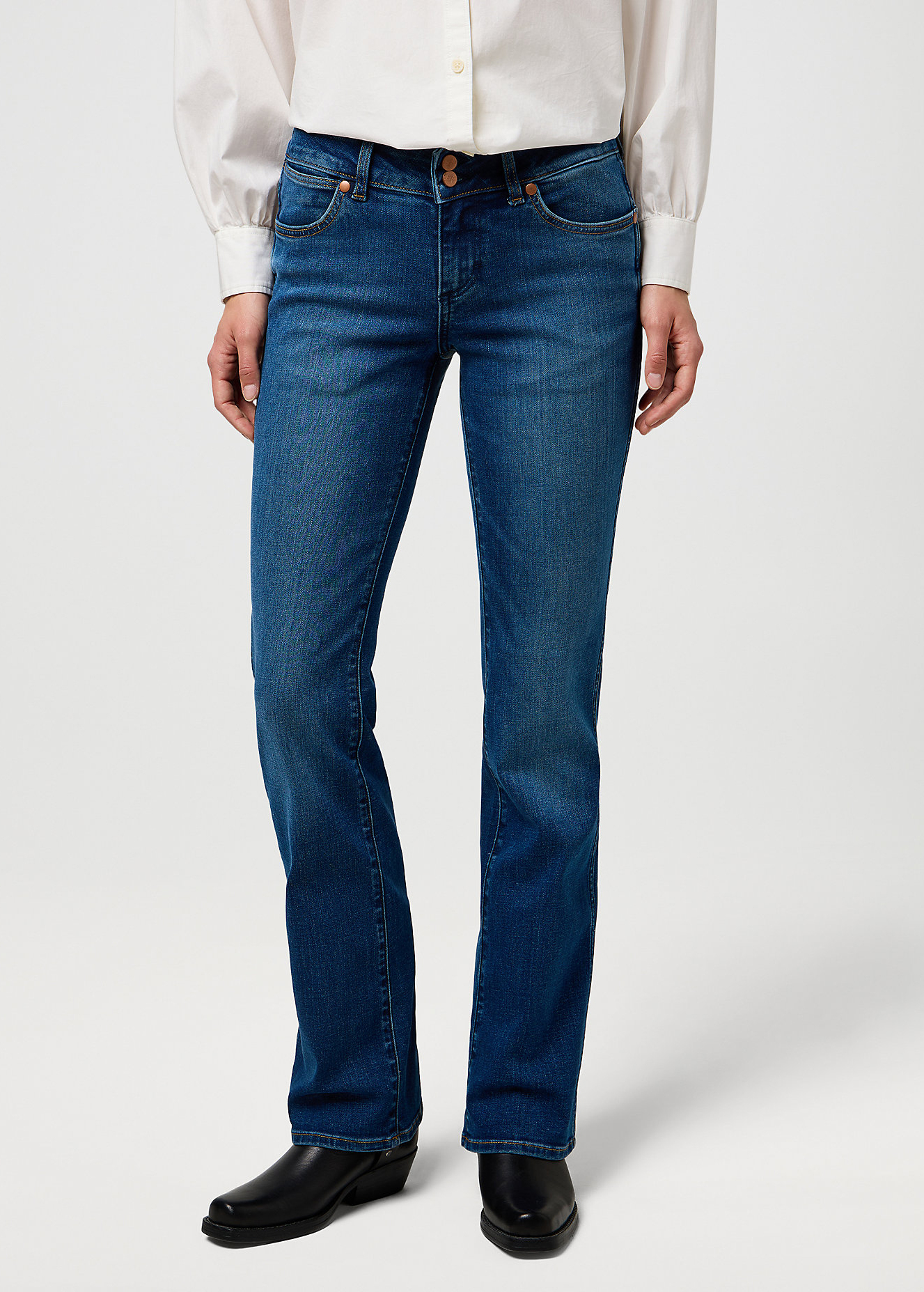 Damskie Spodnie Dzinsowe Wrangler Low Rise Bold Boot Canyon Crest - 112371207