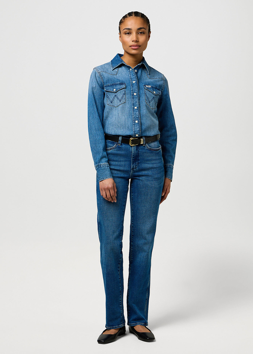 Damskie Spodnie Dzinsowe Wrangler Straight Cowboy Crest - 112371166