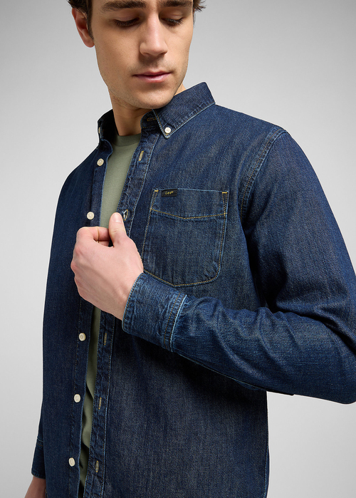Meska Koszula Dzinsowe Lee Button Down Rinse - 112370702