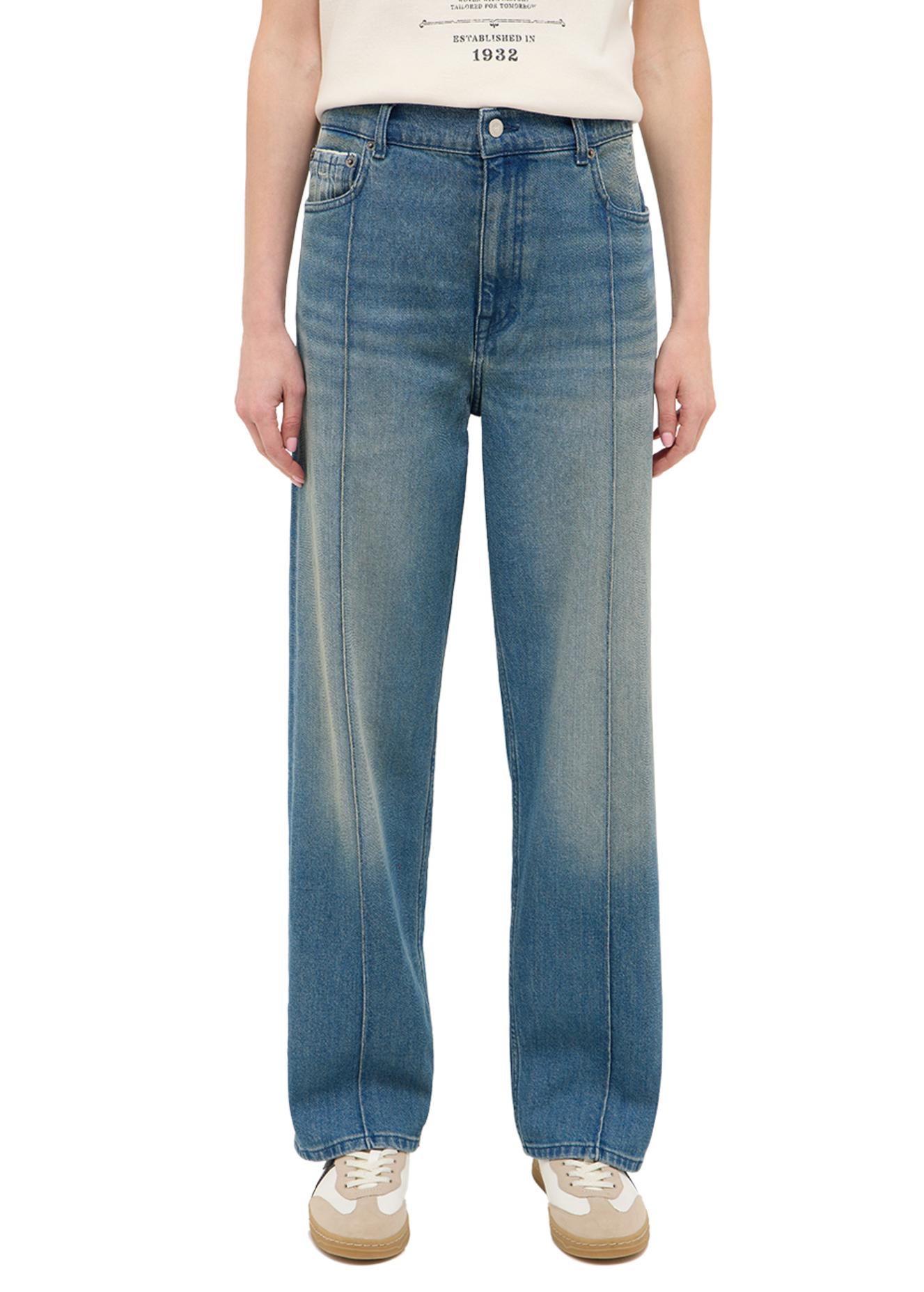 Damskie Spodnie Dzinsowe Mustang Vermont Loose Denim Blue - 1016933-5000-572