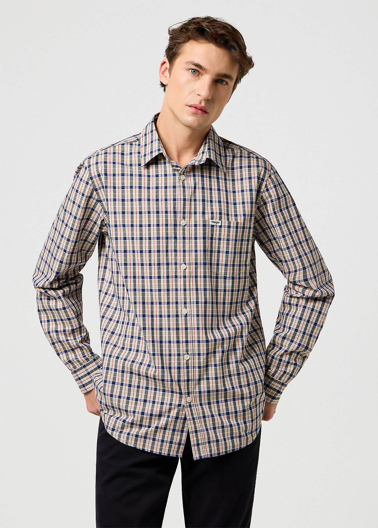 Meska Koszula Materialowe Wrangler One Pocket Shirt Beige - 112371553